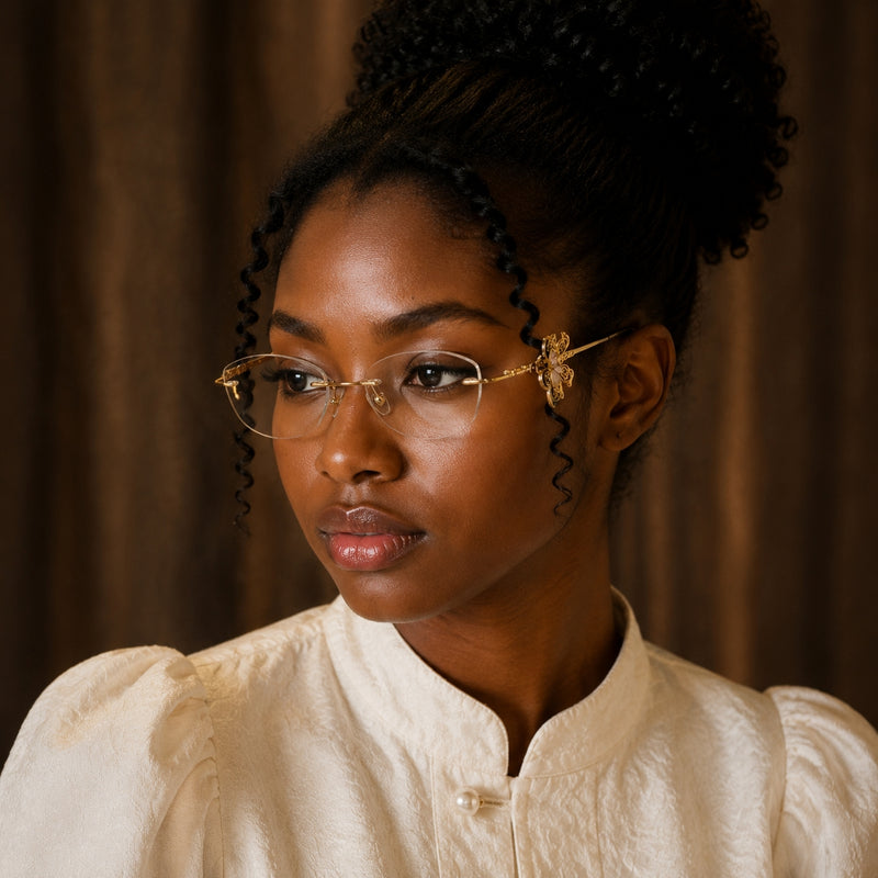 Prescription  Glasses | Ultralight Rimless Gold Butterfly Metal Frame