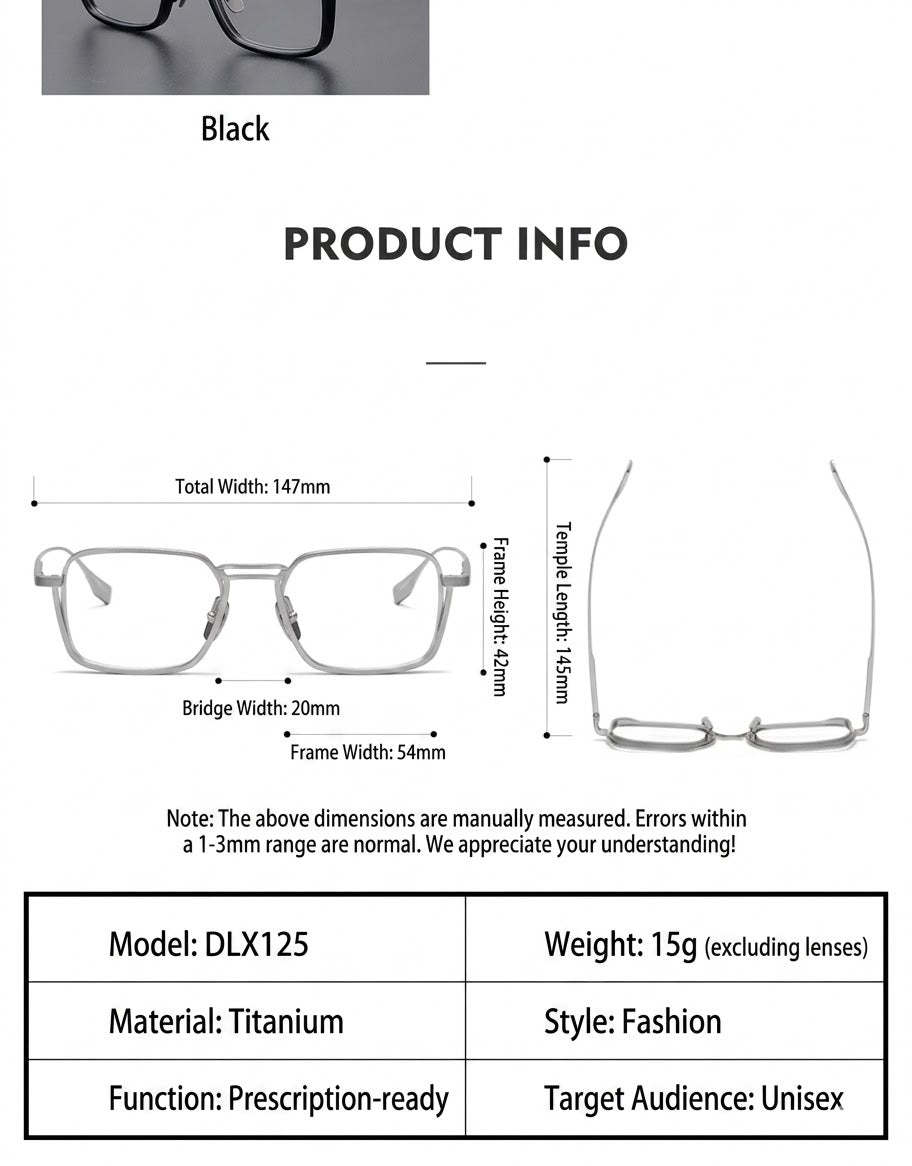 Photochromic Square Glasses | Lightweight Titanium Frame | Unisex Eyewear