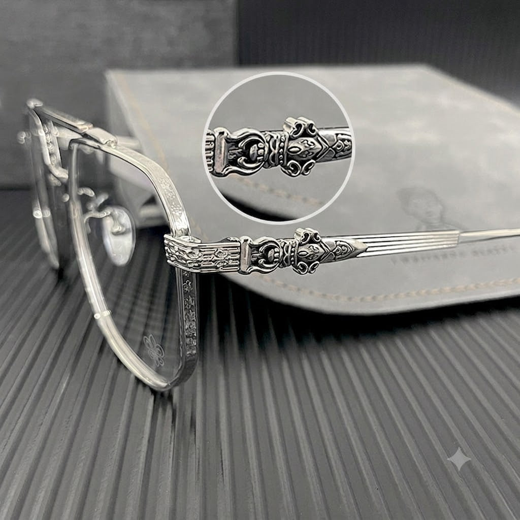 Prescription Glasses | Vintage Square Titanium Glasses, Luxury Carved Frame