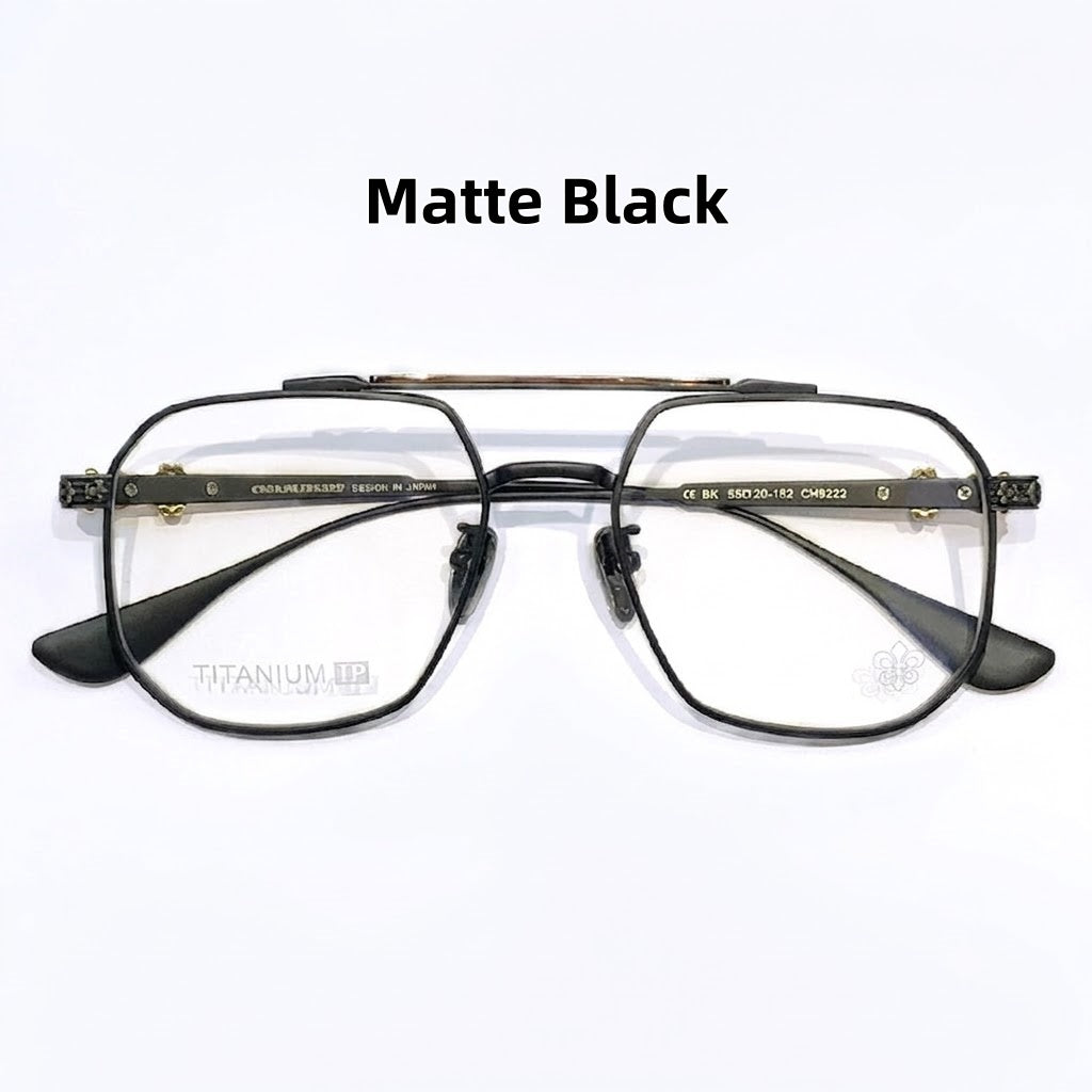 Prescription Glasses | Vintage Square Titanium Glasses, Luxury Carved Frame