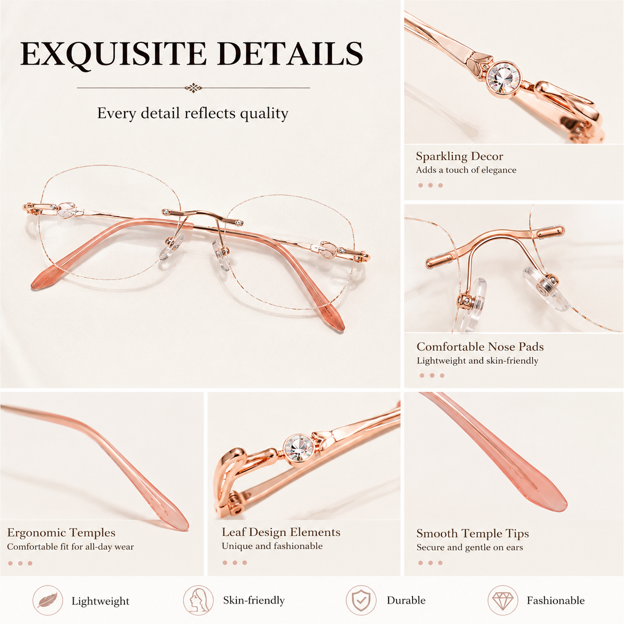 Prescription Reading Glasses, Pink Diamond Fashion Frames