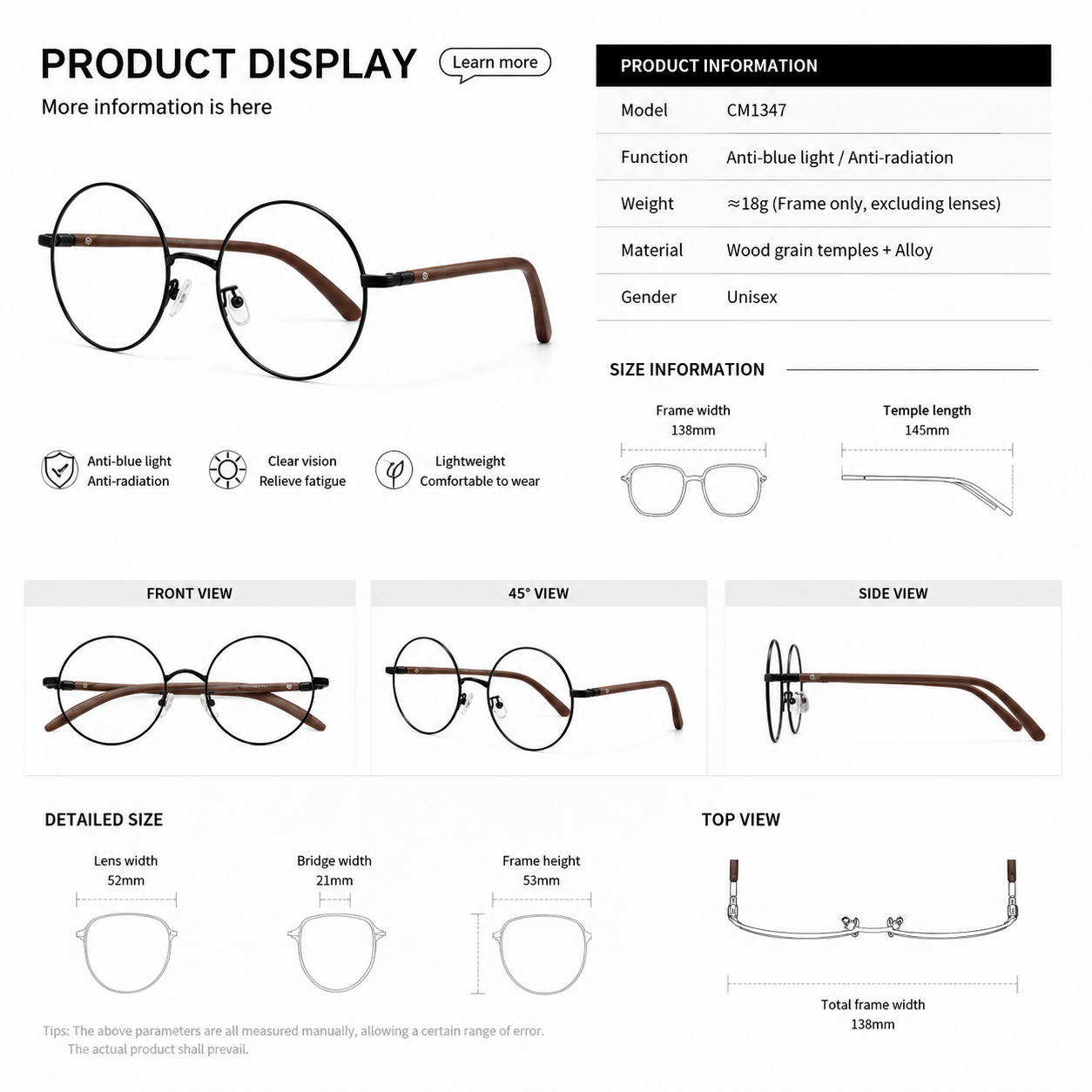 Prescription Eyeglasses | Retro Japanese Black Round Frame