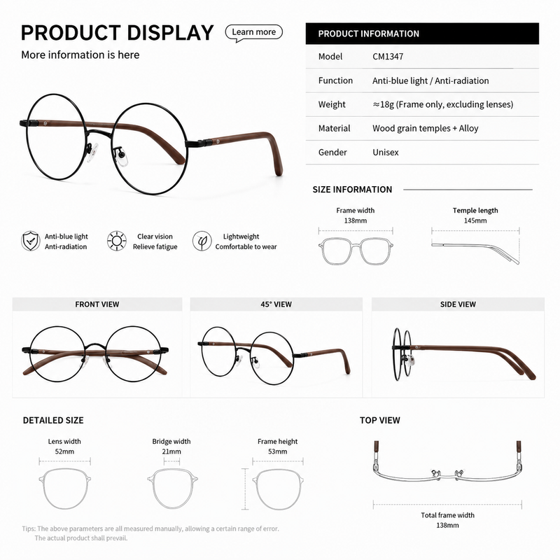 Prescription Eyeglasses | Retro Japanese Black Round Frame