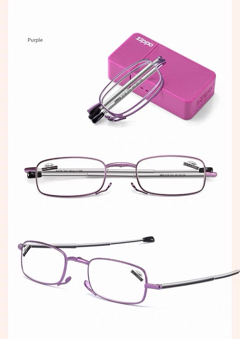 Foldable Anti Blue Light Prescription Reading Glasses with Magnetic Case
