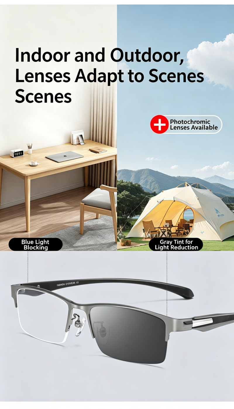 Men Pure Titanium Business Eyeglasses Full Rim  Prescription Available