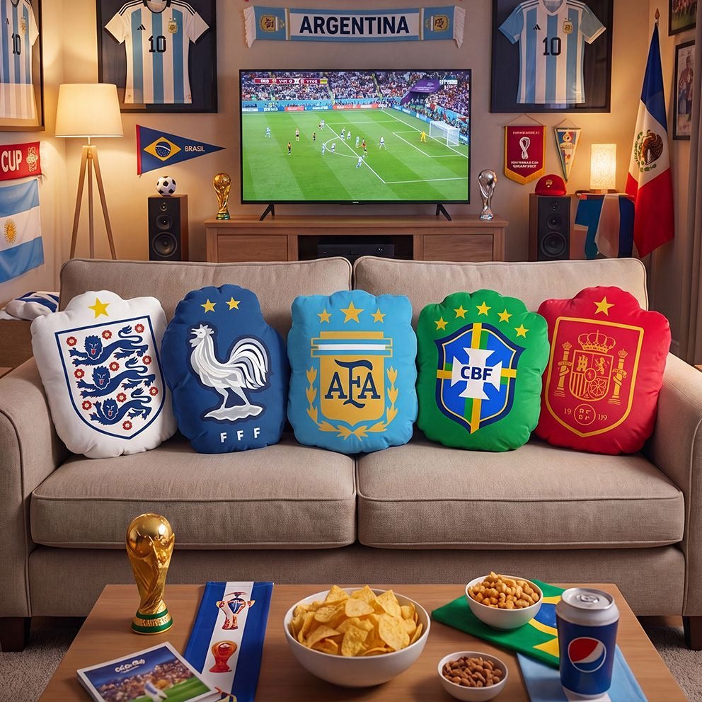 2026 World Cup Team Crest Shaped Pillow National Emblem Sofa Cushion For Fans