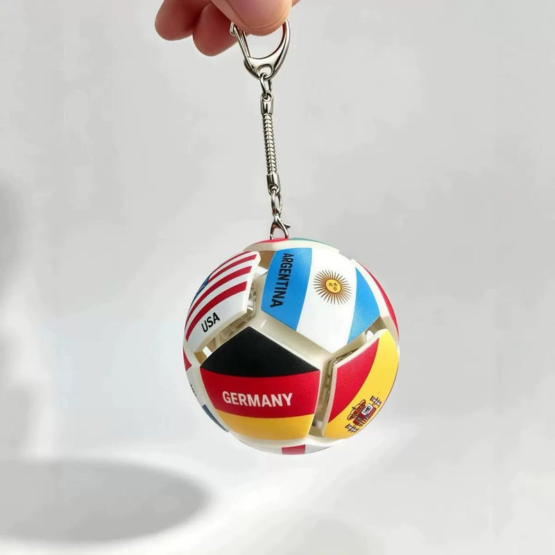 World Cup Soccer Fidget Pop It Keychain Stress Relief Pendant