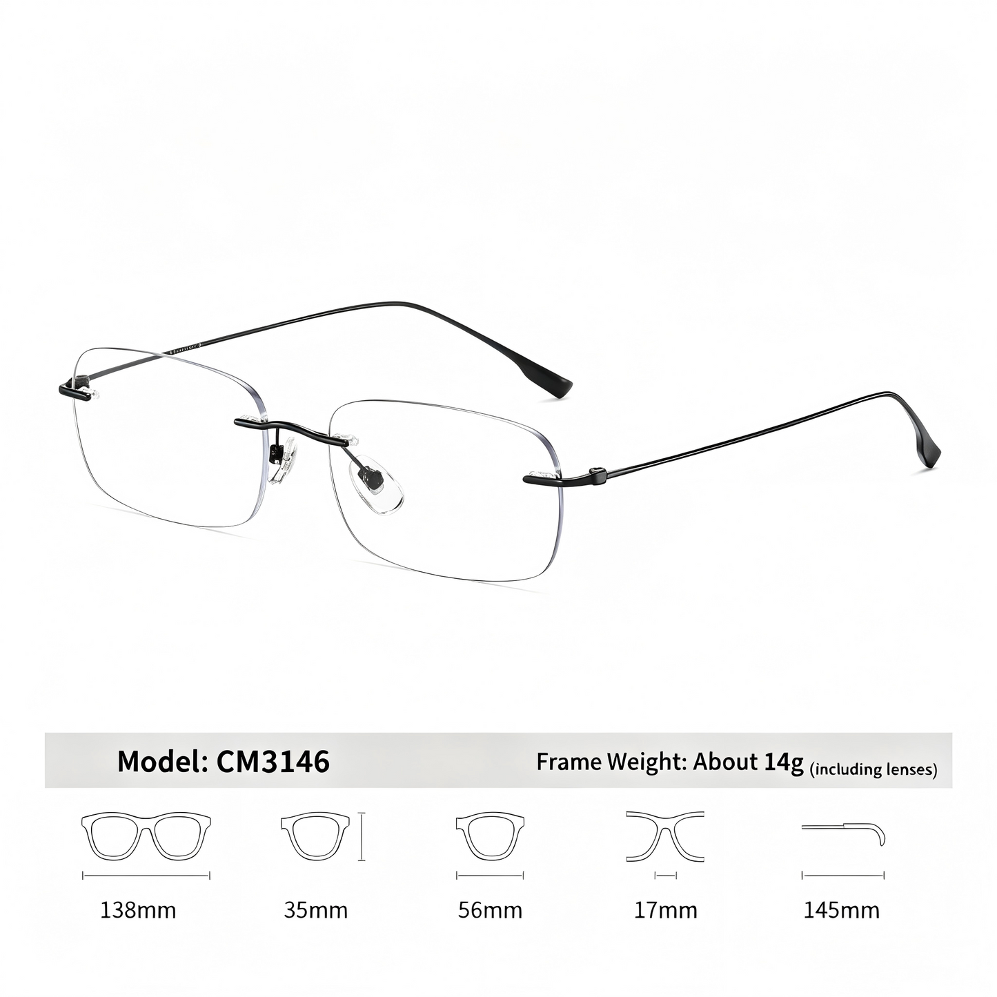Women Minimal Rimless Glasses | Thin Fashion Eyewear