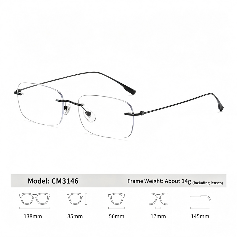 Prescription Glasses | Lightweight Minimal Rimless Frame