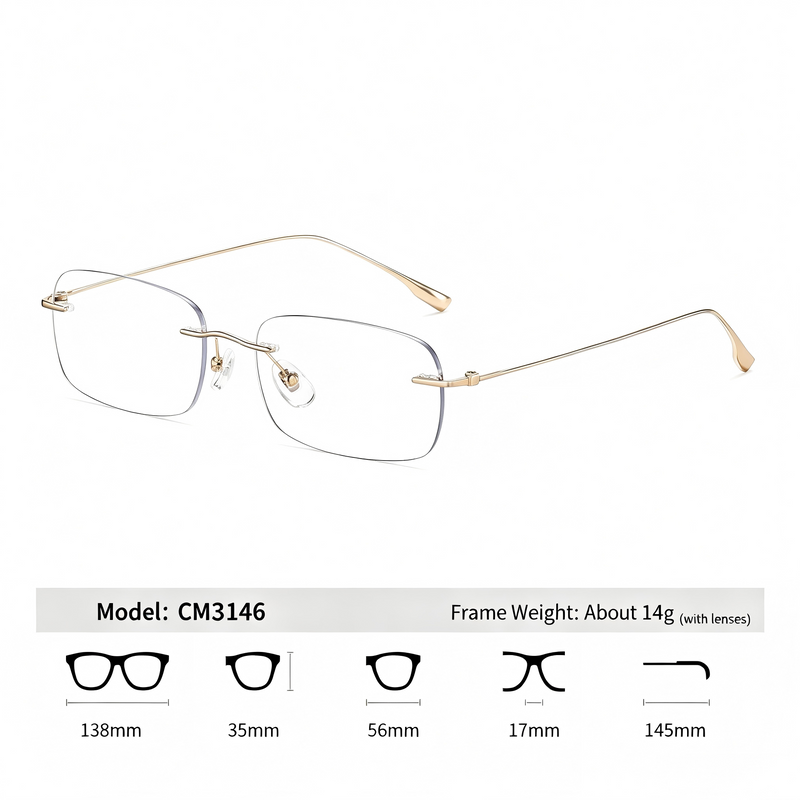 Women Minimal Rimless Glasses | Thin Fashion Eyewear