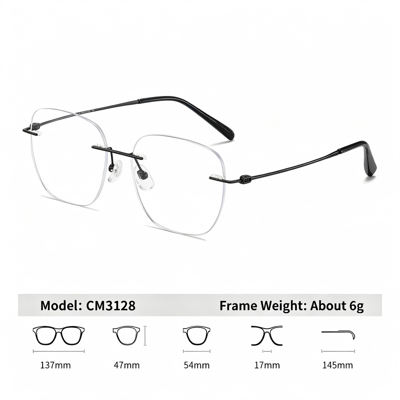 Prescription Glasses | Lightweight Rimless Polygonal Titanium Frame