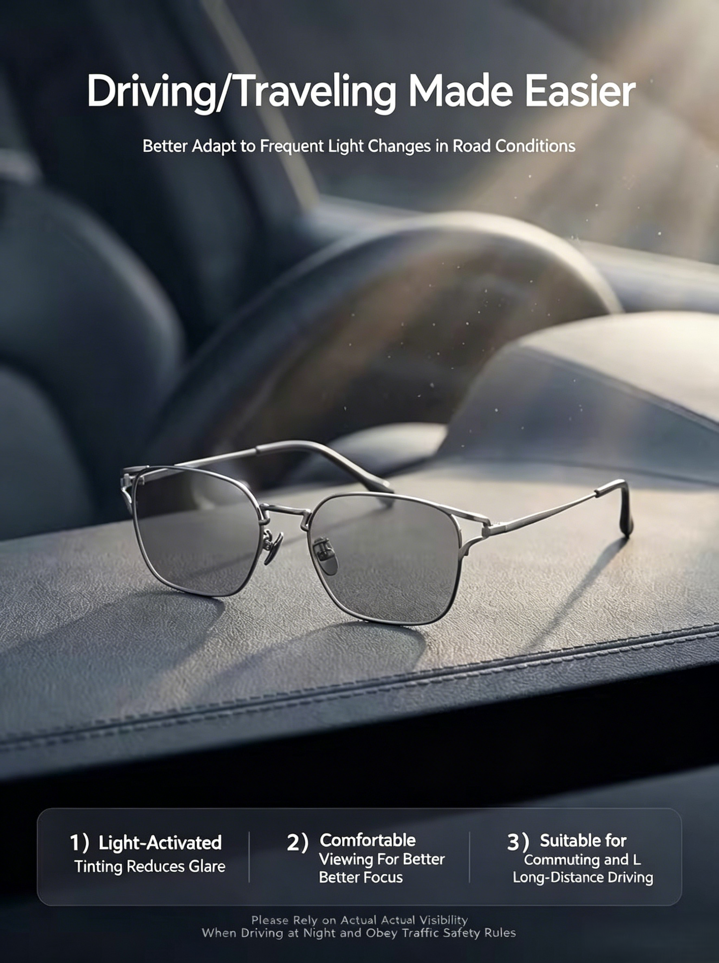 Prescription Glasses｜Photochromic Lenses, 3 Metal Frame Colors Optional