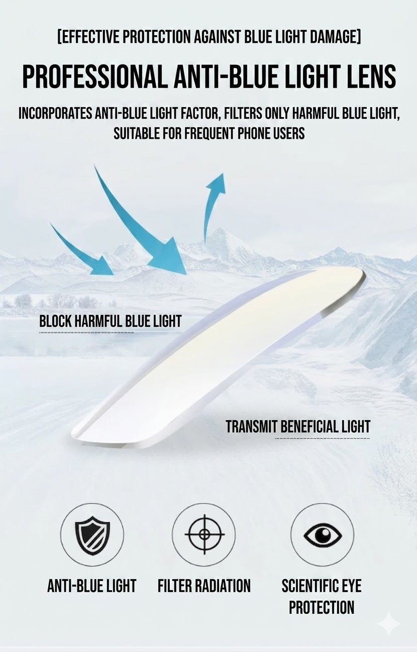 Unisex Blue Light Blocking Semi-Rimless Glasses, Lightweight Titanium Frame, Business & Trendy Eyewear