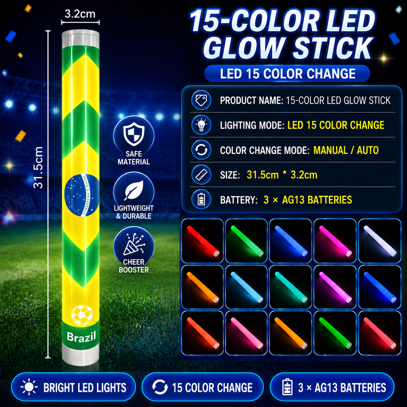 15 Colors LED World Cup Cheer Stick | 8 National Teams Available