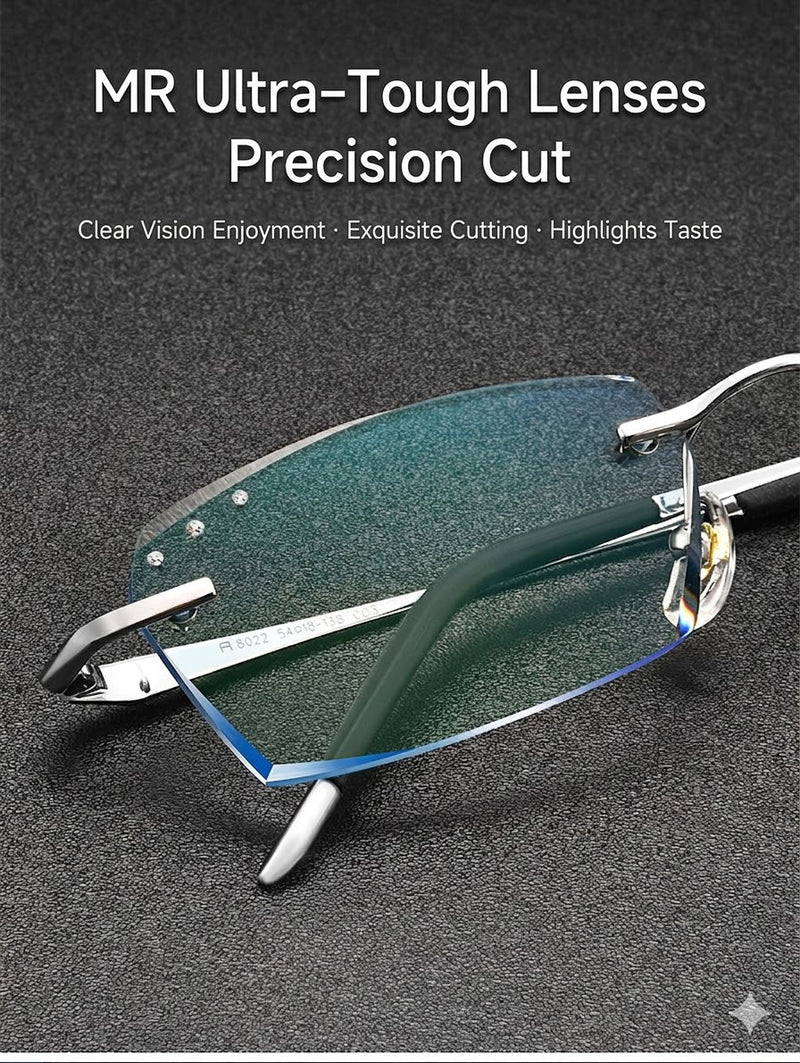 Lightweight Titanium Rimless Business Eyeglasses for Men, Versatile Frame for Work & Daily Commute