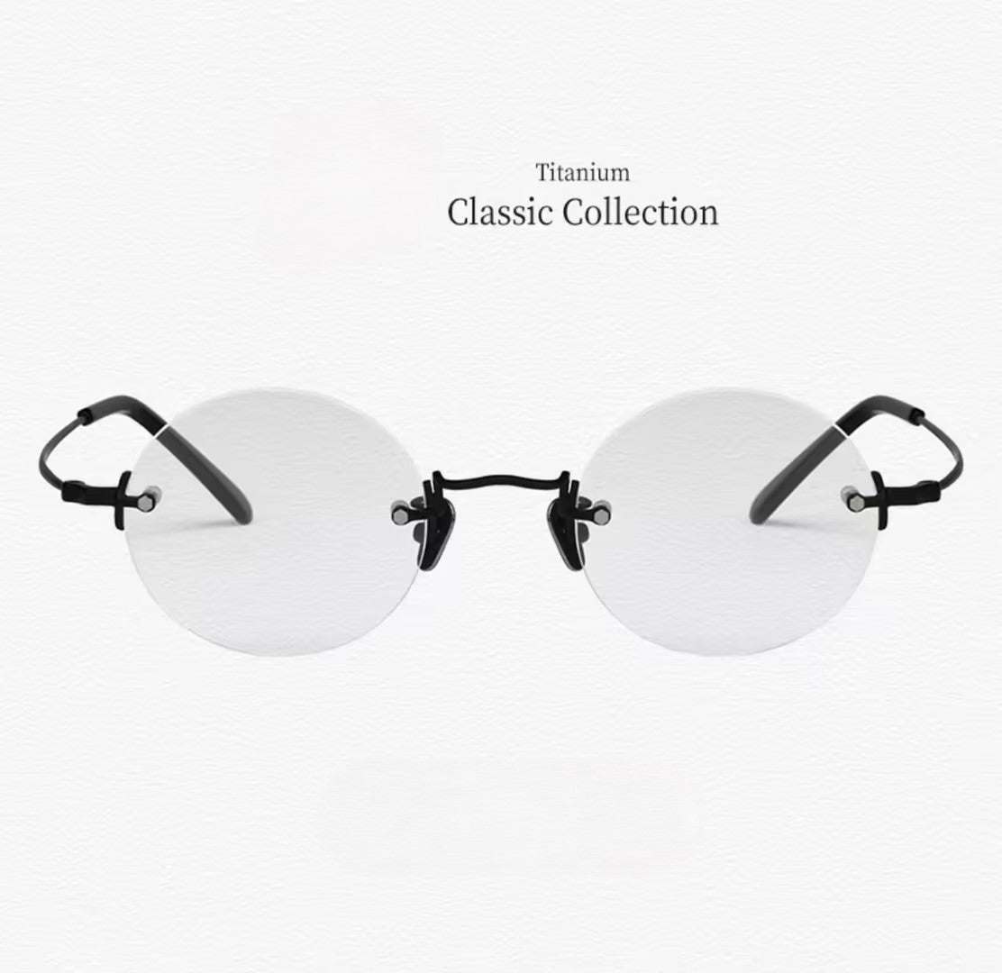 Prescription Glasses | Vintage Rimless Round Titanium Optical Frames