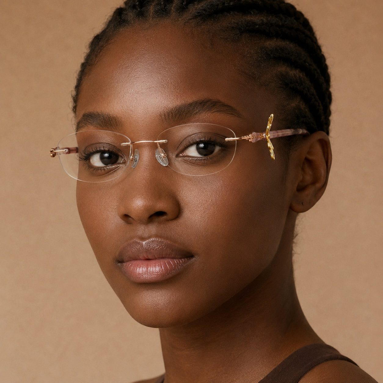 Prescription Women’s Eyeglasses | Ultralight Rimless Gold Butterfly Metal Frame