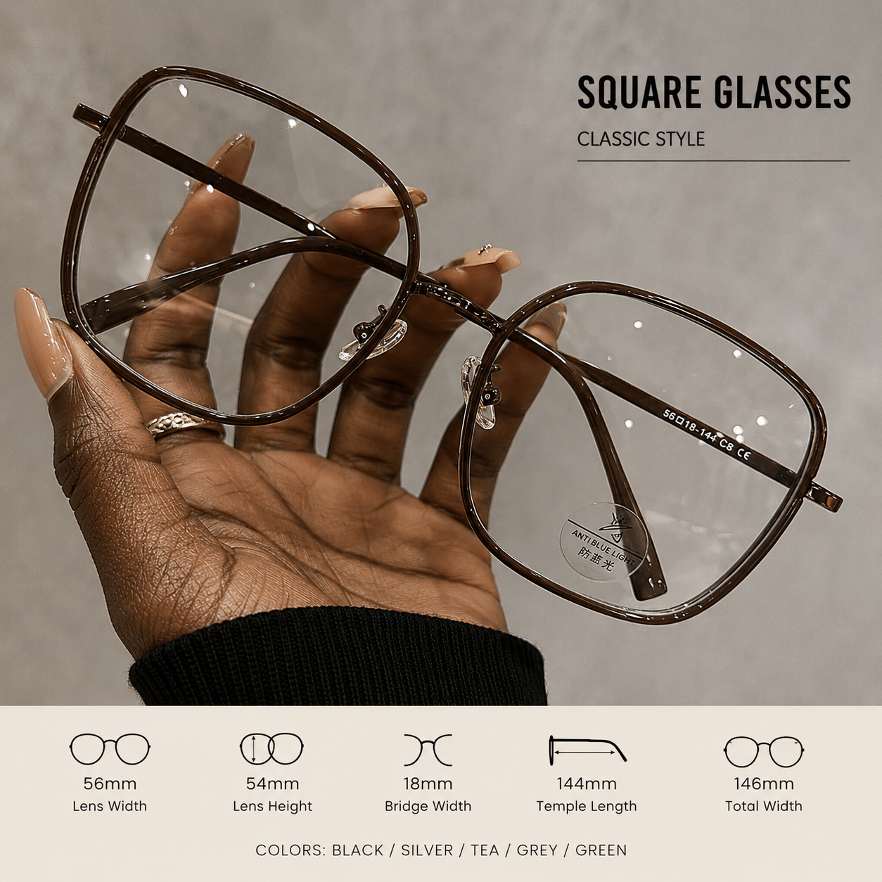 Women Ice Blue Oversized Glasses | Fashion Eyewear