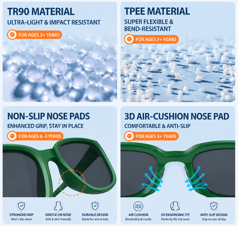 Kids Sunglasses, UV400 Lightweight for 0-12 Years Old