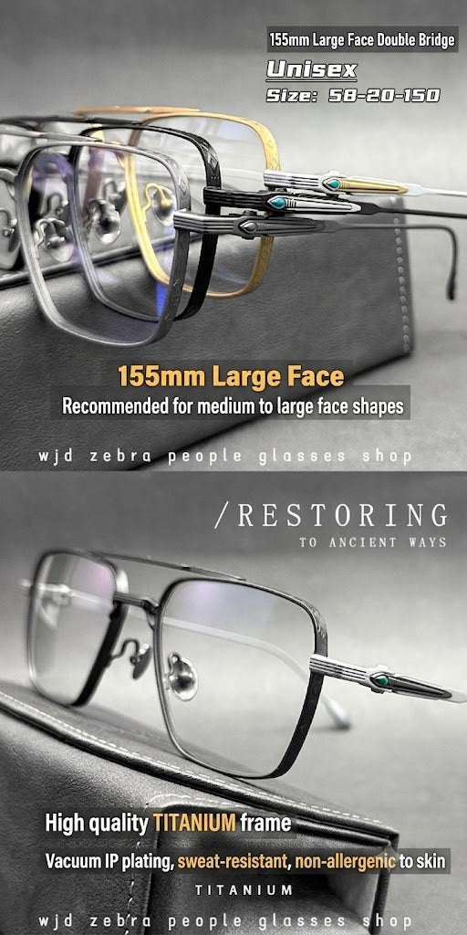 Prescription Glasses | Large Titanium Square Frame for Wide Faces