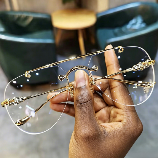 Prescription Glasses, Rimless Double Bridge
