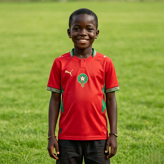 Morocco 2026 New Official Kids Home Football Jersey Sets