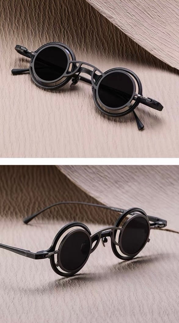 Prescription Sunglasses | Vintage Double-Layer Round Magnetic Clip-On