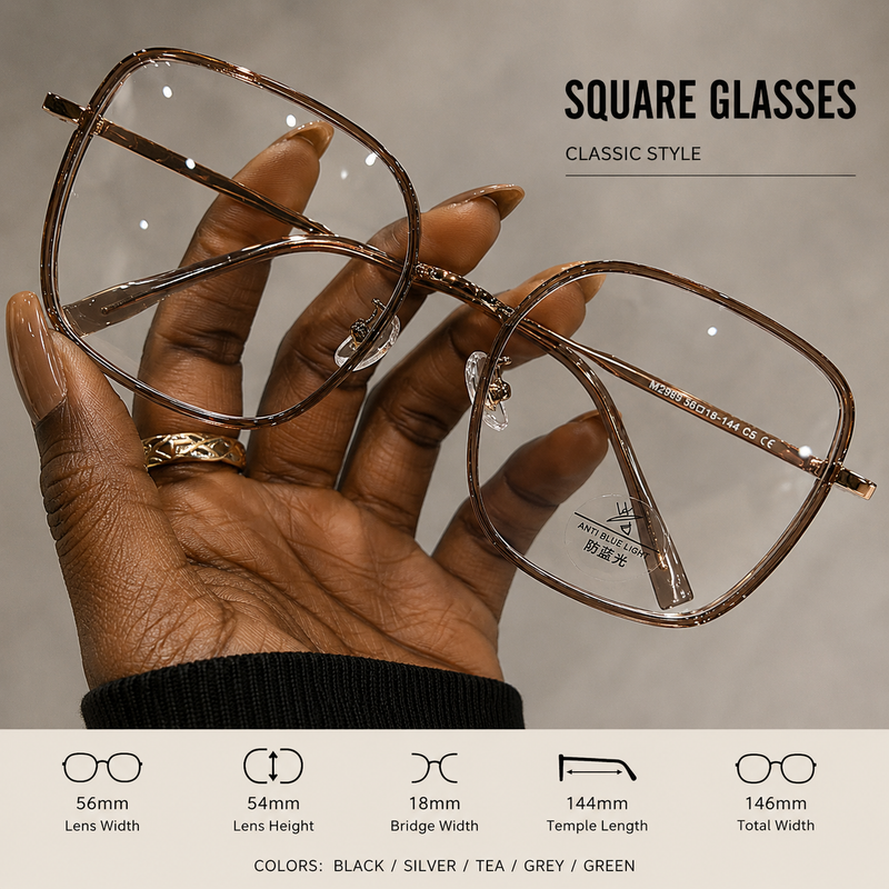 Women Ice Blue Oversized Glasses | Fashion Eyewear