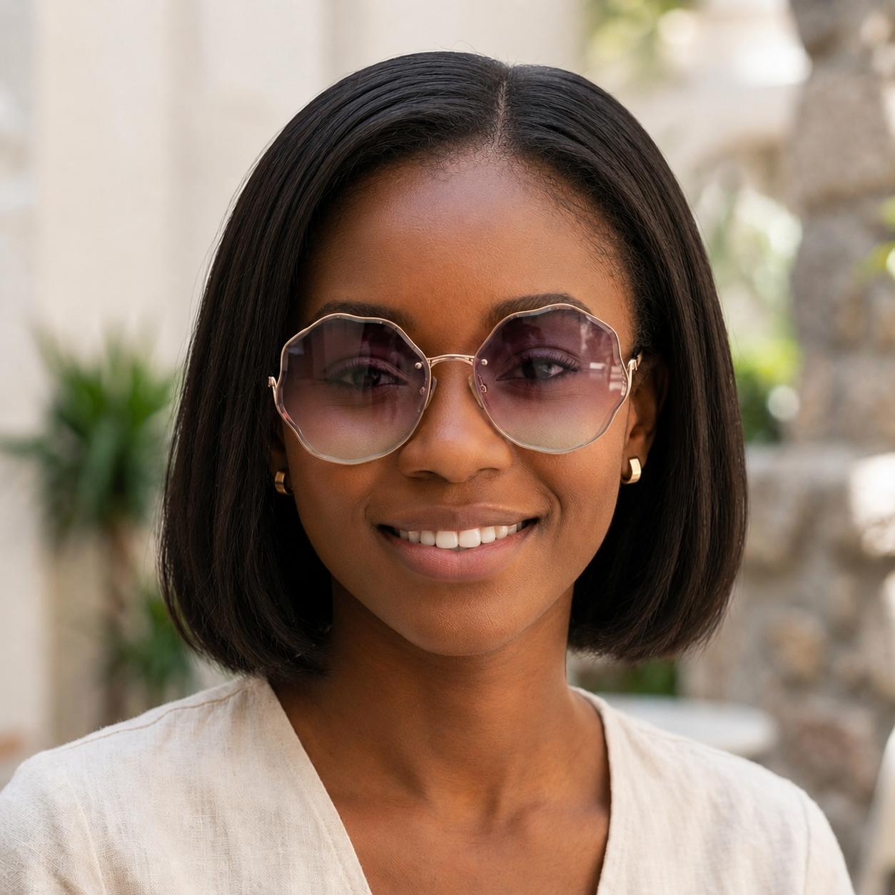Prescription Sunglasses, Wave Rimless Fashion Shades