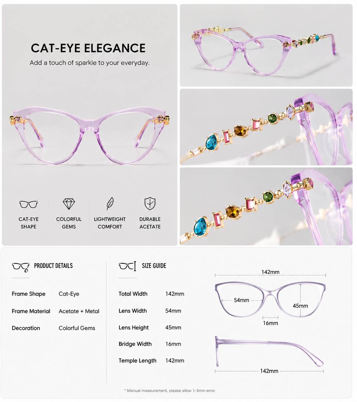Prescription Women’s Eyeglasses | Gemstone-Style Optical Frame