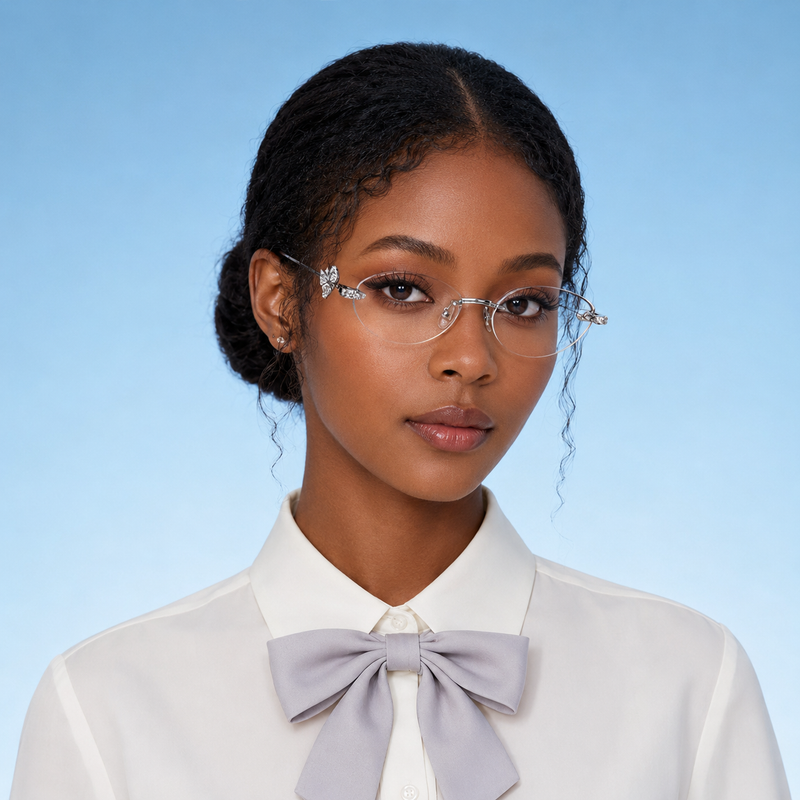 Women Silver Rimless Glasses | Luxury Fashion Eyewear