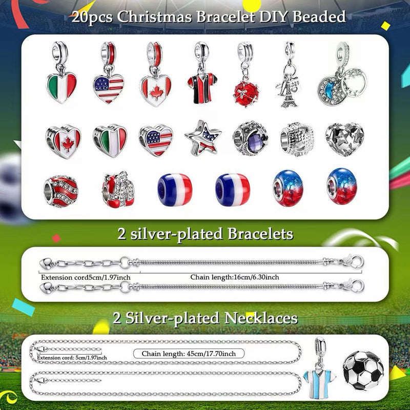 World Cup Football Country Flag DIY Charm Bracelet Jewelry Making Kit