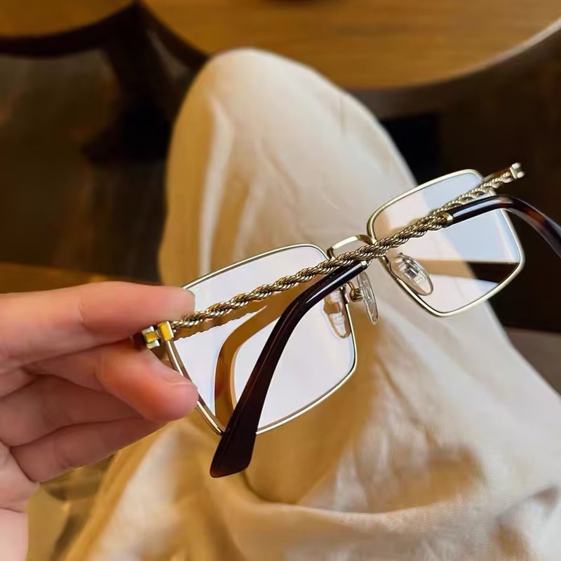 Prescription Sunglasses | Vintage Twisted Rope Temple Square Metal