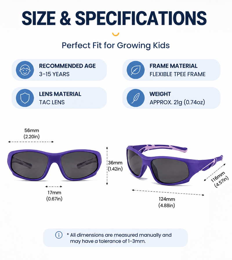 Kids Sunglasses, Polarized UV400 Windproof Sports Frame
