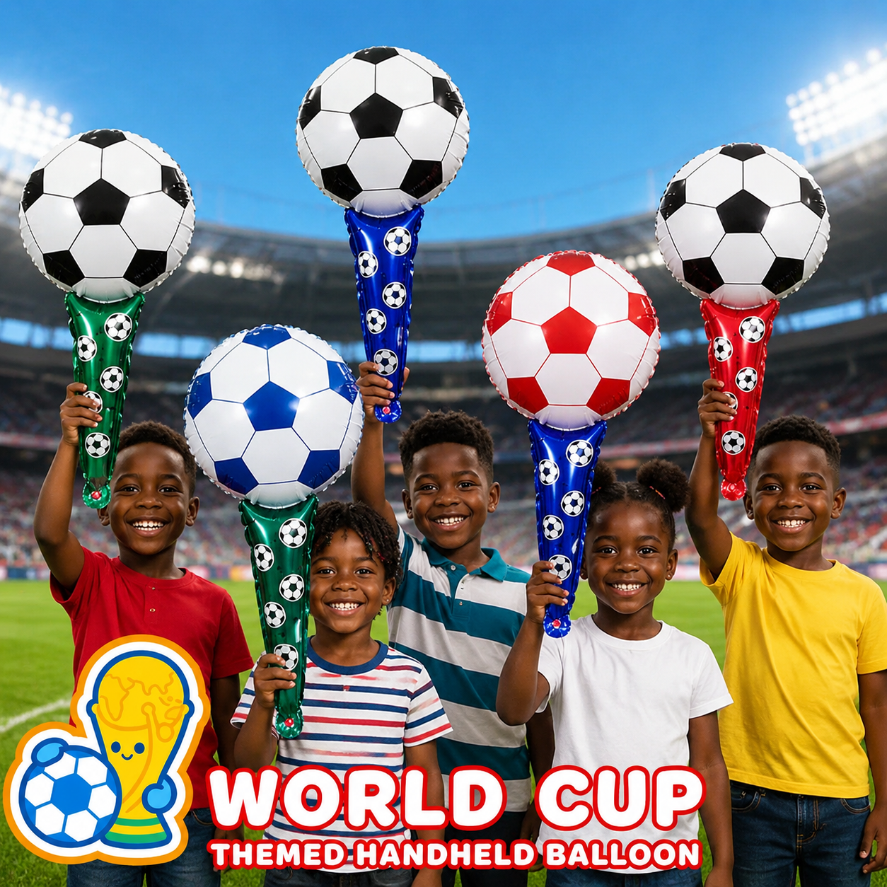 10 Pack World Cup Football Foil Cheer Sticks For Fans & Kids