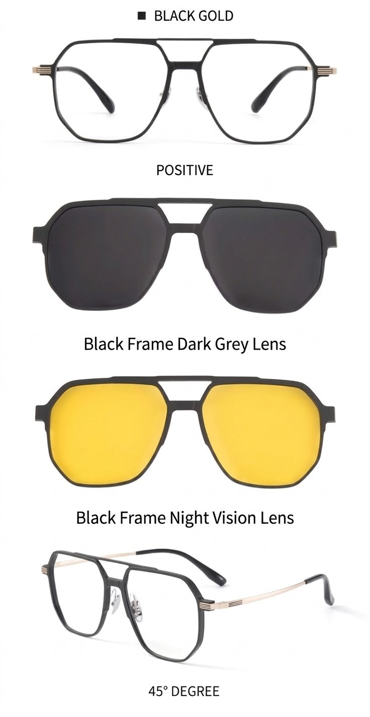 Prescription Eyeglasses | 10g Ultra-Light Titanium Alloy Magnetic Clip-On Frame