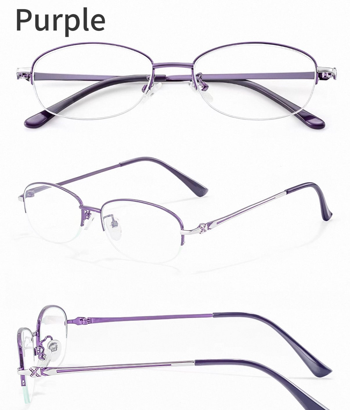 Elegant Half Rim Prescription Reading Glasses