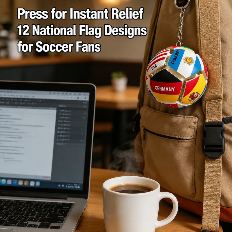 World Cup Soccer Fidget Pop It Keychain Stress Relief Pendant