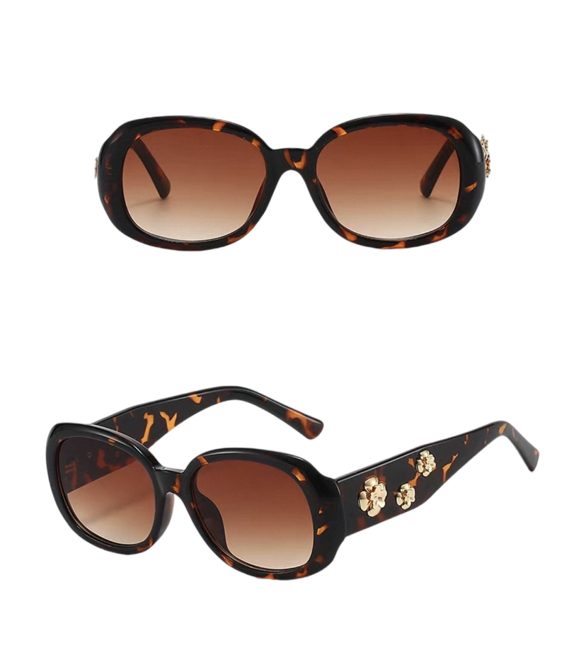 Sunglasses | Oval Frame White Camellia Decor