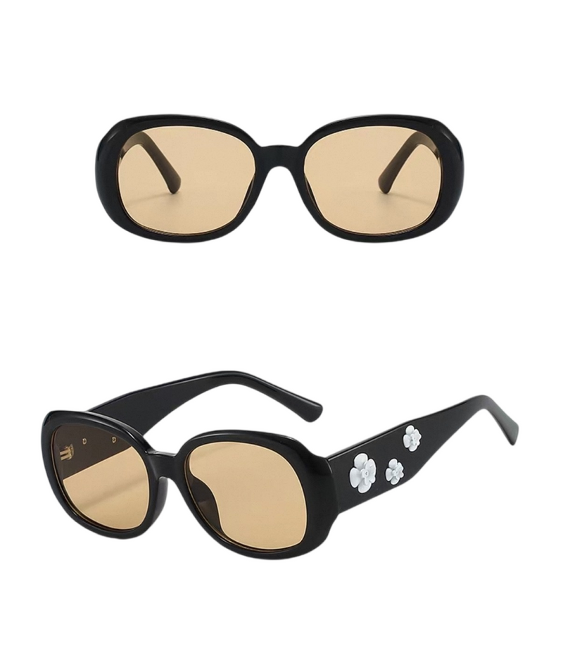 Sunglasses | Oval Frame White Camellia Decor