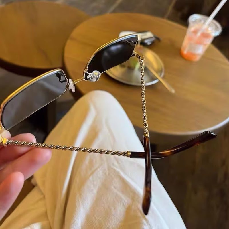 Prescription Sunglasses | Vintage Twisted Rope Temple Square Metal