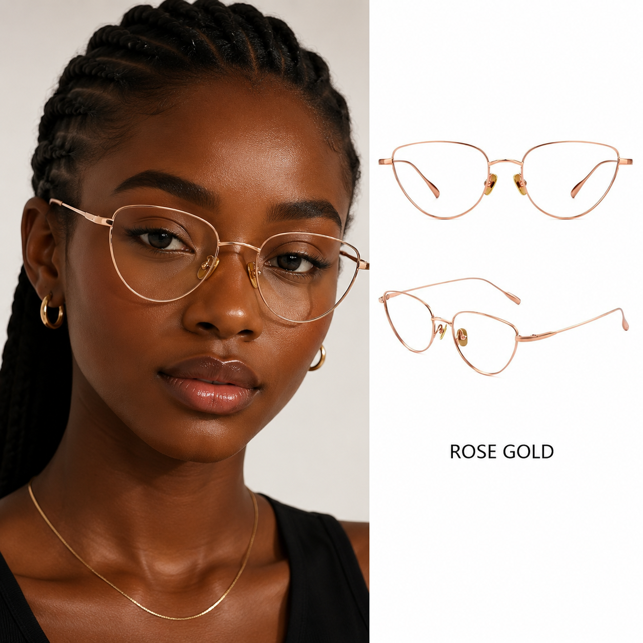 Prescription Women’s Eyeglasses | Gold Wire Cat Eye Ultralight Titanium Frame with Gradient Lenses