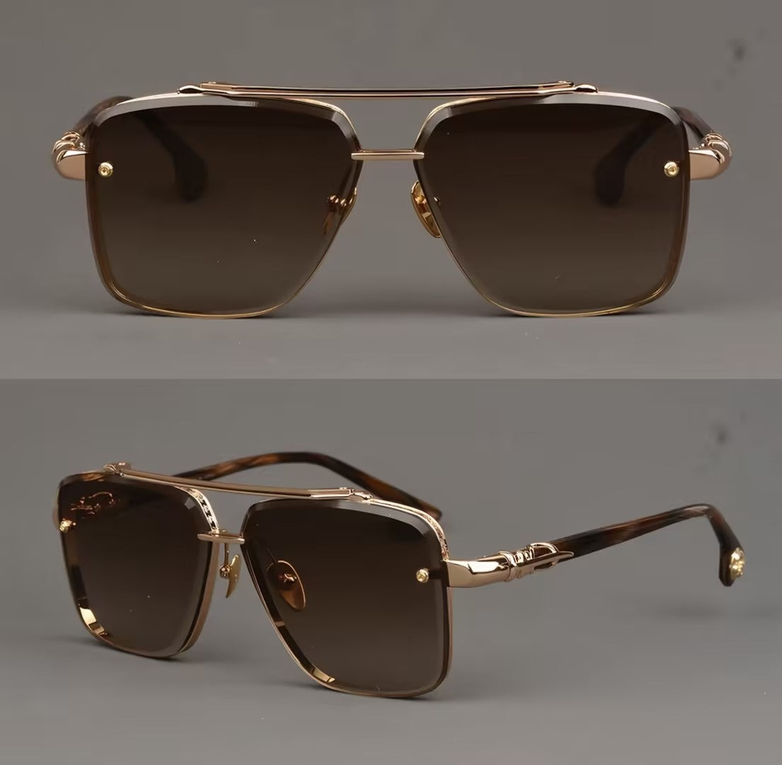 Men's Sunglasses｜Retro Double Bridge Square