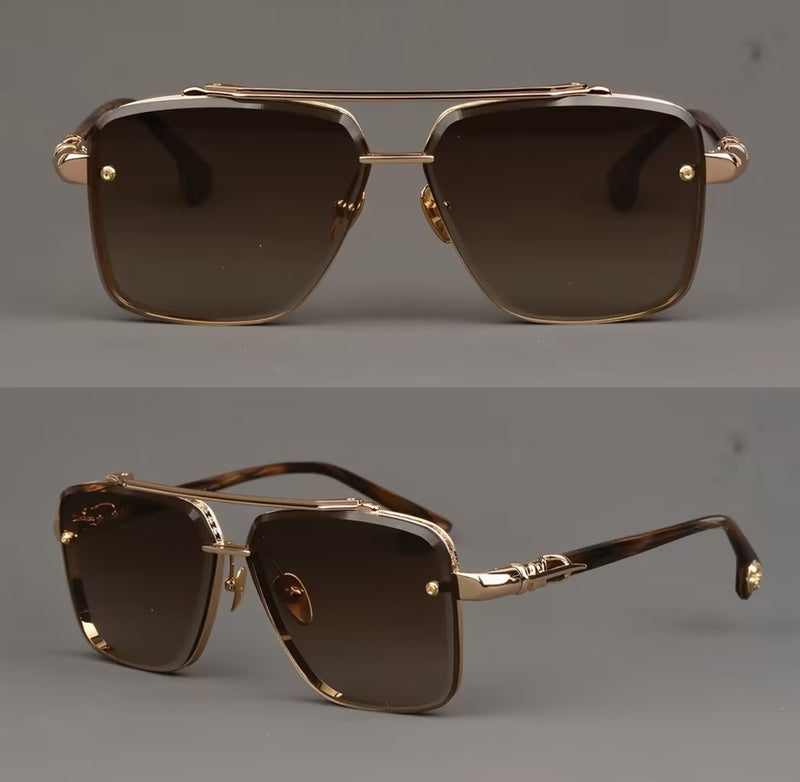 Men's Sunglasses｜Retro Double Bridge Square