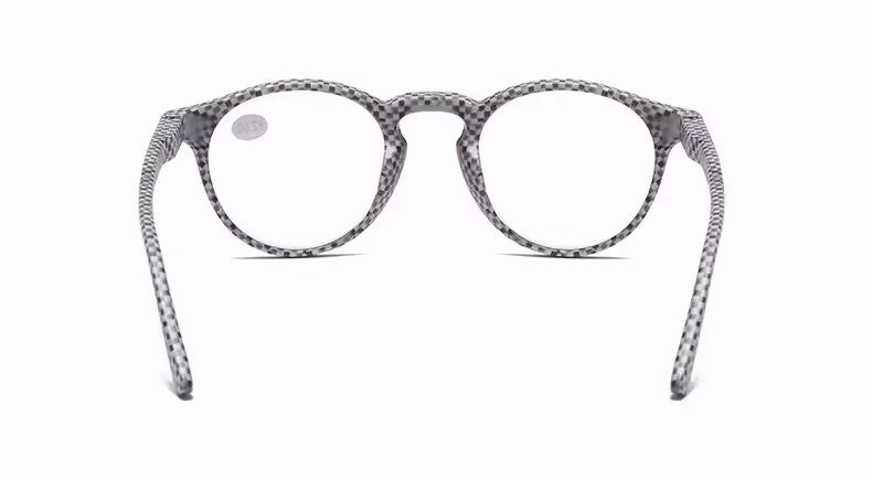 Prescription Reading Glasses, Fashionable Plaid Round Presbyopia Frames