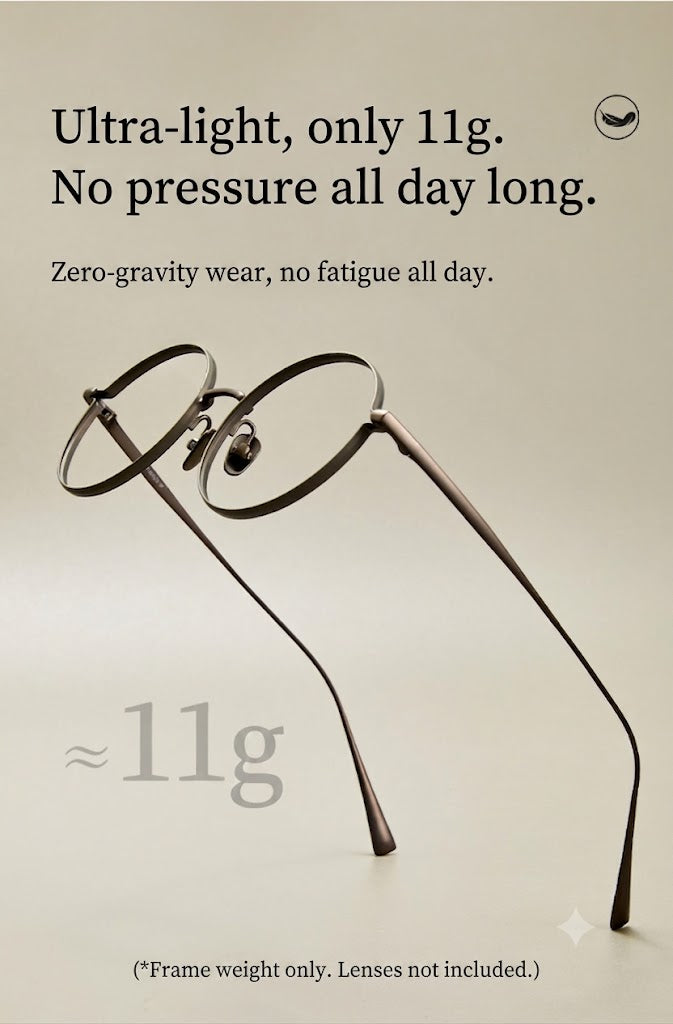 Prescription Glasses | Ultra-Light Round Titanium Glasses, 11g Designer Frame
