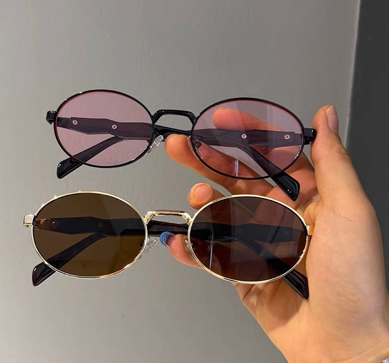 Sunglasses, Vintage Oval Metal Frame Shades