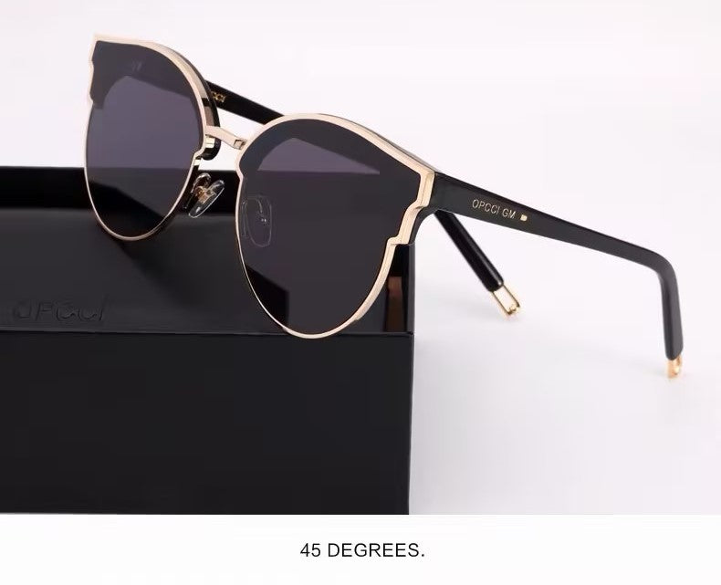 Women’s Sunglasses｜Cat Eye Half Rim Gold Metal Shades