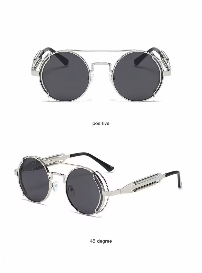 Sunglasses | Steampunk Double Bridge Round Metal, 13 Color Option