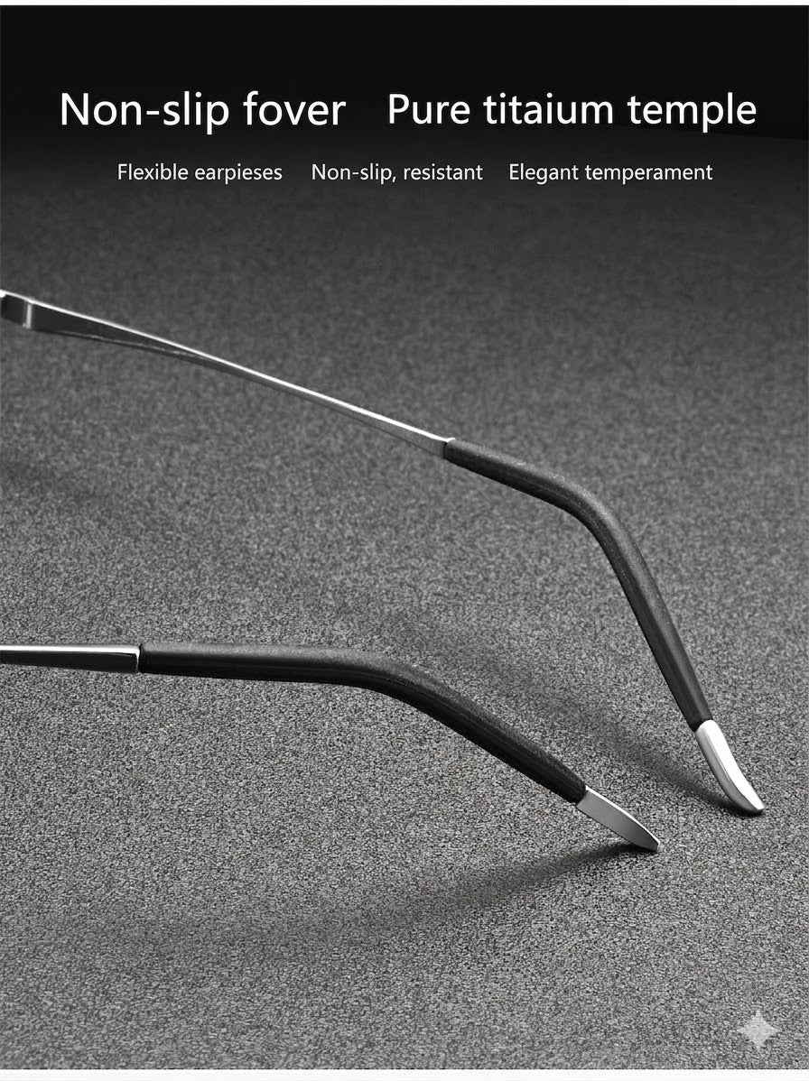 Lightweight Titanium Rimless Business Eyeglasses for Men, Versatile Frame for Work & Daily Commute